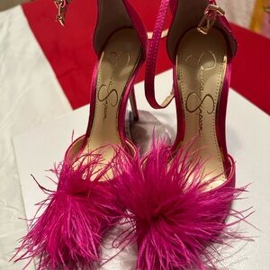Jessica Simpson Pink Feather Heels